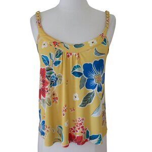 D&G DOLCE GABBANA floral print jersey tank top w chain straps IT 40 US 6